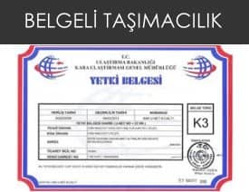 k3 belgeli taşıma